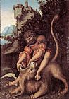 Lucas Cranach The Elder Famous Paintings - Samson's Fight with the Lion